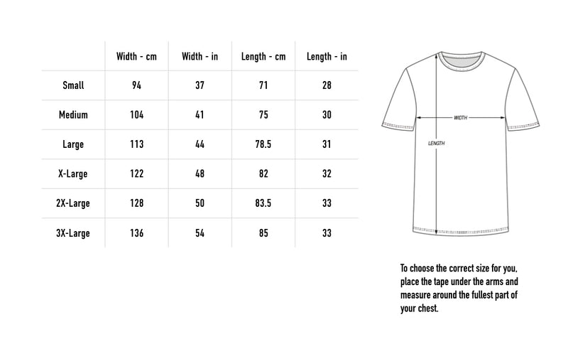 Size chart for Parrot Tee - Bone