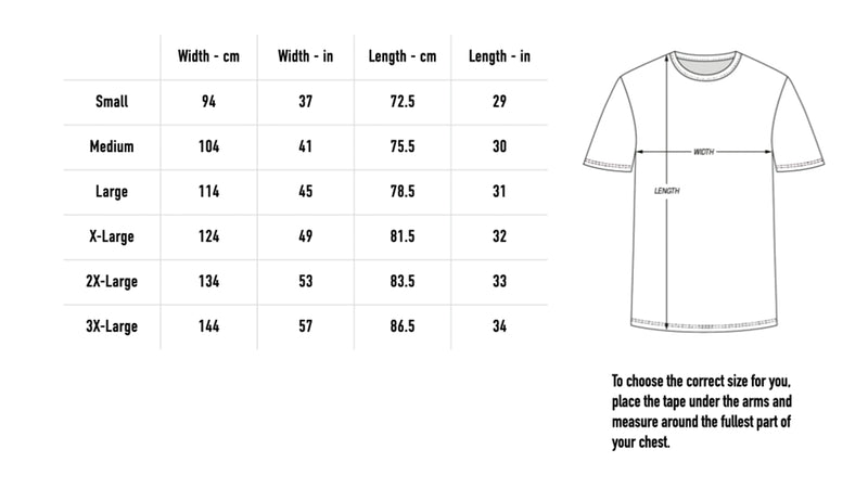 Size chart for Bull Tee - Bone